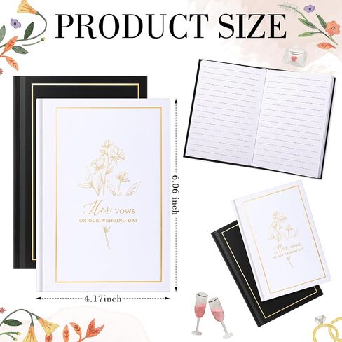 Set of 2 Vow Books His and Hers, Wedding Vow Books (6.06x4.17) Wedding Keepsake Essentials Elegant Bridal Shower Ceremony Gift Elopement Essentials(Blue,Floral) in Saudi Arabia