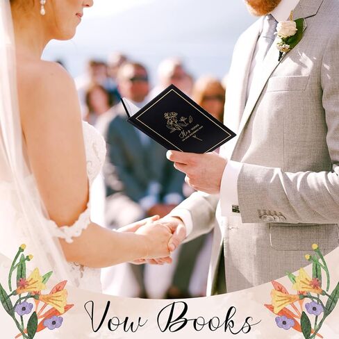 Set of 2 Vow Books His and Hers, Wedding Vow Books (6.06x4.17) Wedding Keepsake Essentials Elegant Bridal Shower Ceremony Gift Elopement Essentials(Blue,Floral) in Saudi Arabia