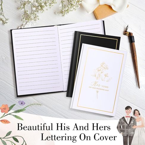 Set of 2 Vow Books His and Hers, Wedding Vow Books (6.06x4.17) Wedding Keepsake Essentials Elegant Bridal Shower Ceremony Gift Elopement Essentials(Blue,Floral) in Saudi Arabia