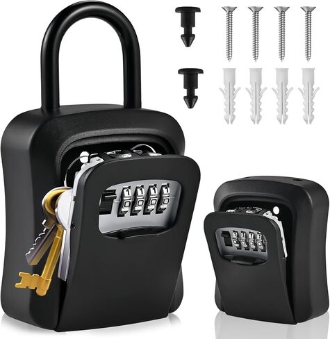 لوكس قفل مفتاح كبير ، 4.5 "x3.7" × 1.5 "قفل مركب Kirsite المليون للمفاتيح للمفاتيح في الهواء الطلق ، حائط قفل المفتاح المحمولة مع رمز (L Size ، Gray) in Kuwait