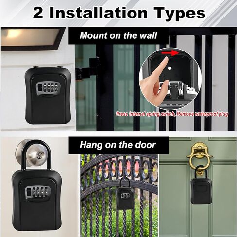 لوكس قفل مفتاح كبير ، 4.5 "x3.7" × 1.5 "قفل مركب Kirsite المليون للمفاتيح للمفاتيح في الهواء الطلق ، حائط قفل المفتاح المحمولة مع رمز (L Size ، Gray) in Kuwait