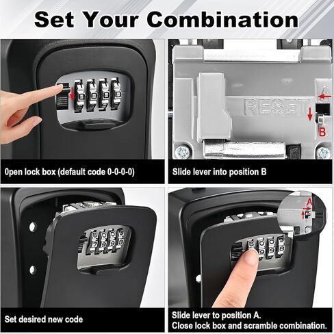 لوكس قفل مفتاح كبير ، 4.5 "x3.7" × 1.5 "قفل مركب Kirsite المليون للمفاتيح للمفاتيح في الهواء الطلق ، حائط قفل المفتاح المحمولة مع رمز (L Size ، Gray) in Kuwait