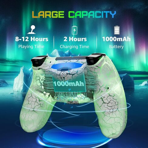 CHENGDAO Controller for PS4, Wireless Controllers for PlayStation 4/Pro/Slim, Remote Control with Adjustable RGB Light/1000mAh Battery/6-Axis Motion Sensor/Double Vibration/3.5mm Audio Jack, 2 Pack in Kuwait