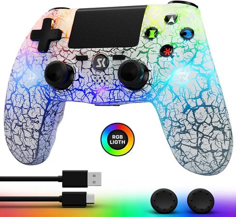 CHENGDAO Controller for PS4, Wireless Controllers for PlayStation 4/Pro/Slim, Remote Control with Adjustable RGB Light/1000mAh Battery/6-Axis Motion Sensor/Double Vibration/3.5mm Audio Jack, 2 Pack in Kuwait