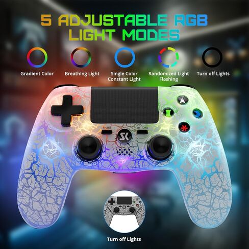 CHENGDAO Controller for PS4, Wireless Controllers for PlayStation 4/Pro/Slim, Remote Control with Adjustable RGB Light/1000mAh Battery/6-Axis Motion Sensor/Double Vibration/3.5mm Audio Jack, 2 Pack in Kuwait