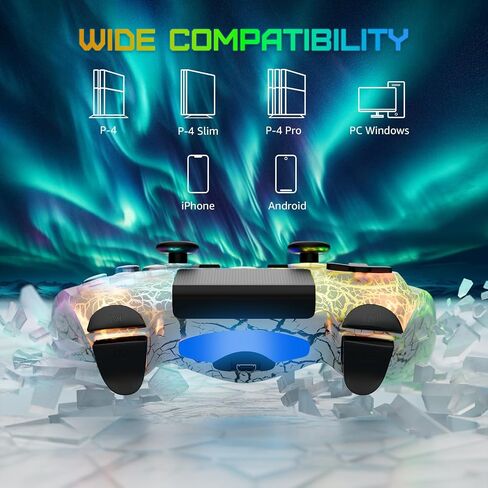 CHENGDAO Controller for PS4, Wireless Controllers for PlayStation 4/Pro/Slim, Remote Control with Adjustable RGB Light/1000mAh Battery/6-Axis Motion Sensor/Double Vibration/3.5mm Audio Jack, 2 Pack in Kuwait
