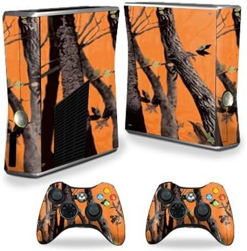 MightySkins Skin Compatible with X-Box 360 Xbox 360 S Console - Orange Camo | Protective, Durable, and Unique Vinyl Decal wrap Cover | Easy to Apply, Remove, and Change Styles | Made in The USA in Saudi Arabia