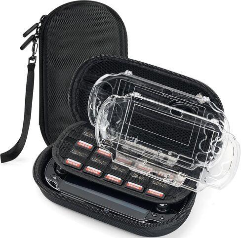 Jekarsy 3-in-1 Kit for PS Vita Case Bundle, Hard EVA Carrying Case for Sony PS Vita 1000/2000, Two Clear Crystal Cases for PSV 1000/2000, Console & Other Accessories Not Included in Saudi Arabia