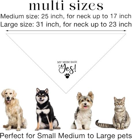 My Mom Said Yes Dog Bandana - Baby Blue, Wedding, Engagement, Pet Triangle Scarf for Small Medium Large Dogs - Gift for Dog Lover (E43) in Saudi Arabia
