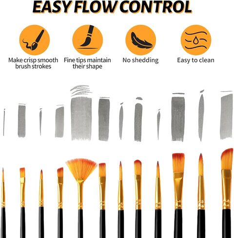 فرش الطلاء مجموعة 12 قطعة ، فرش الطلاء على الوجه والإسفنج مجموعة المهنية للألوان المائية الزيتية ، التفاصيل المصغرة ، فنان الطلاء ، لوحة روك للأطفال البالغين (الوردي) in Kuwait