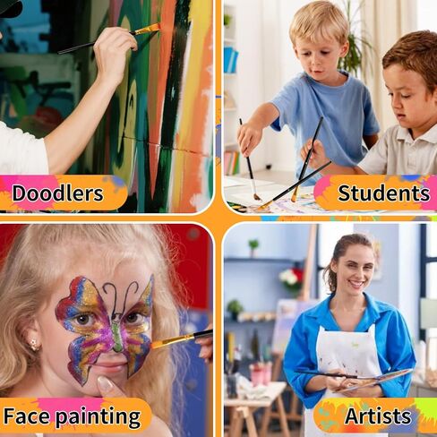 فرش الطلاء مجموعة 12 قطعة ، فرش الطلاء على الوجه والإسفنج مجموعة المهنية للألوان المائية الزيتية ، التفاصيل المصغرة ، فنان الطلاء ، لوحة روك للأطفال البالغين (الوردي) in Kuwait