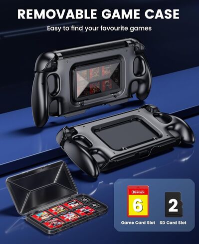 EXTREMECOOL Switch 2 Grip Hard Shell for Nintendo Switch 2, Ergonomic Nintendo Switch 2 Grip Case with 6 Game Slot, Front Cover, Handheld Mode, Lightweight, Drop-Resistant, Scratch-Resistant, Black in Kuwait