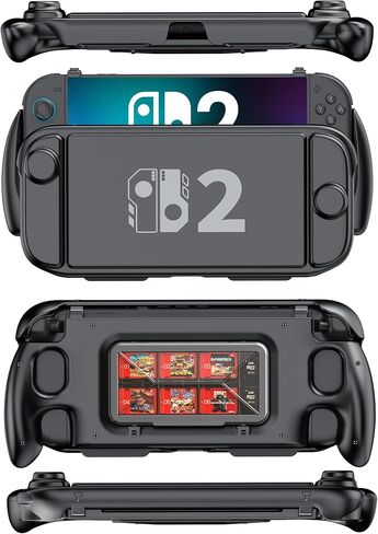 EXTREMECOOL Switch 2 Grip Hard Shell for Nintendo Switch 2, Ergonomic Nintendo Switch 2 Grip Case with 6 Game Slot, Front Cover, Handheld Mode, Lightweight, Drop-Resistant, Scratch-Resistant, Black in Kuwait