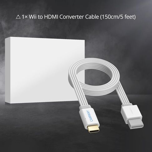 CAMWAY Wii to HDMI Converter - 1080P 5ft Wii HDMI Adapter Male Cable for Full HD Device, Compatible with Wii, Wii U, HDTV, Monitor, Supports All Wii Display Modes,Plug and Play, White in Kuwait