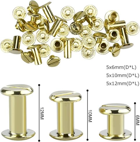 Enenes Chicago Screw 75 Sets Post Post 3 أحجام مسامير الحزام 1/4 3/8 1/2 بوصة مشاركات المسمار المسمار للميدالي in Saudi Arabia