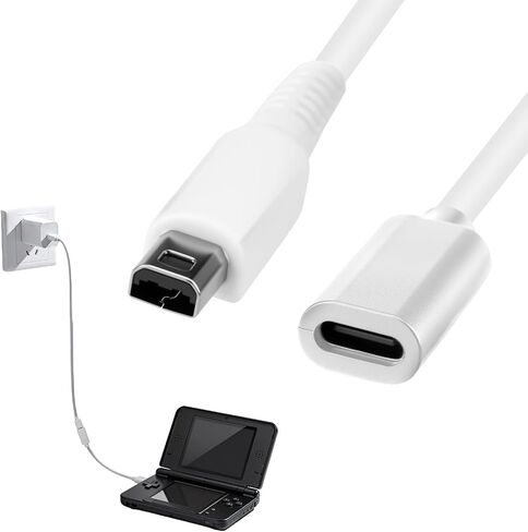 3DS USB-C Charger Cable, 7" Type-C Female Power Charging Cable Compatible with 3DS 2DS DSi Series (White, Not for DS/DS Lite) (White & 1 Pcs) in Saudi Arabia