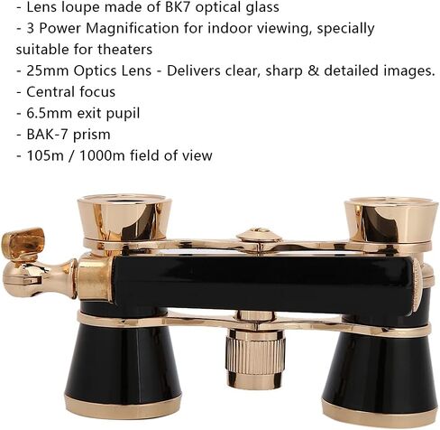 Opera Binocular Telescope Theater Portable 3X25 BK7 Optical Glass Clear Sharp Detailed Indoor Viewing Central Focus for Women Girls Children (Red) in Saudi Arabia