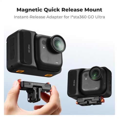 حامل محول مغناطيسي سريع الإصدار من K&F CONCEPT متوافق مع Insta360 GO Ultra، حامل قاعدة توسيع مع فتحة لولبية 1/4/موصل قابل للطي للحامل ثلاثي القوائم وعصا السيلفي وملحقات كاميرا الحركة in Kuwait