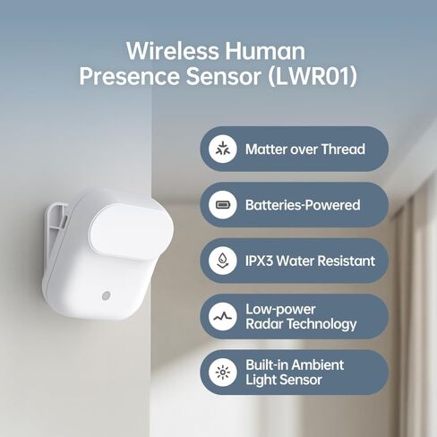 Wireless Human Presence Sensor LWR01, mmWave Radar, Occupancy & Motion Sensor, Battery-Powered, IPX3 Water Resistant, Matter Over Thread, Requires Thread-Compatible Smart Home Hub/Router in Saudi Arabia
