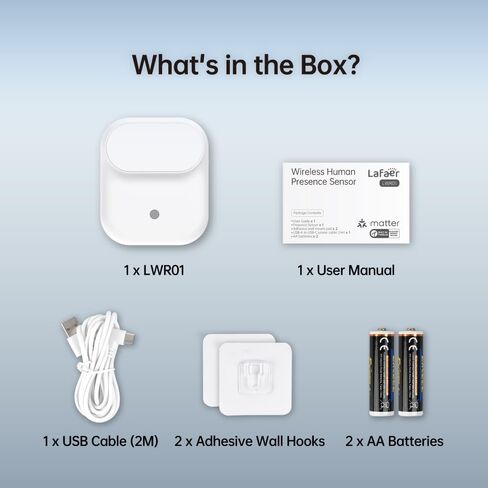 Wireless Human Presence Sensor LWR01, mmWave Radar, Occupancy & Motion Sensor, Battery-Powered, IPX3 Water Resistant, Matter Over Thread, Requires Thread-Compatible Smart Home Hub/Router in Saudi Arabia