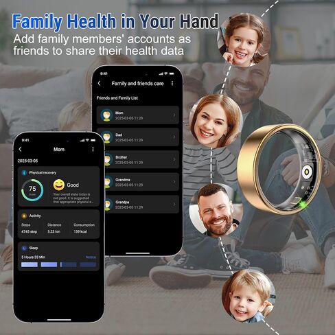 Smart Ring Fitness Tracker Ring for Women,Health Heart Rate Ring with Activity Tracker, Sleep Monitor and Oximeter, No Subscription Fee,Remote Photography, IP68 Waterproof in Kuwait