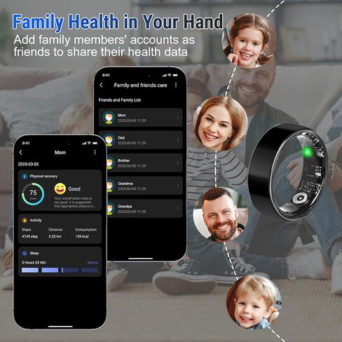 Smart Ring Fitness Tracker Ring for Women,Health Heart Rate Ring with Activity Tracker, Sleep Monitor and Oximeter, No Subscription Fee,Remote Photography, IP68 Waterproof in Kuwait
