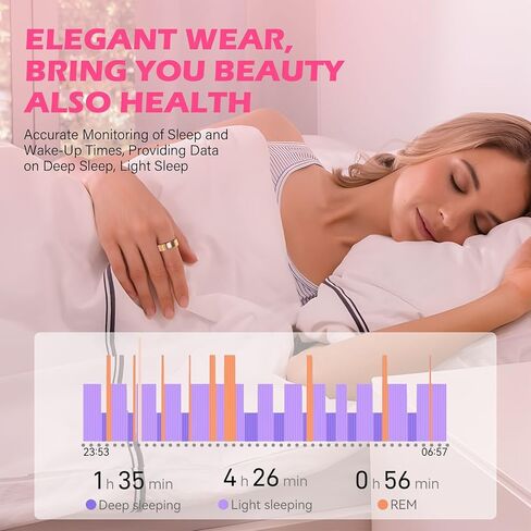 حلقة ذكية لتتبع اللياقة البدنية للنساء، حلقة معدل ضربات القلب الصحية مع متتبع النشاط، مراقب النوم ومقياس التأكسج، بدون رسوم اشتراك، التصوير عن بعد، مقاومة للماء IP68 in Kuwait