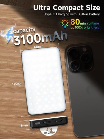 Moman Small LED Camera Light 40W, Full RGB Video Lights with Diffuser, App Control, 2500-9000K, CRI 97+, USB-C Fast Charging, Portable Photography Fill Light for Sony/Canon/Video Recording in Saudi Arabia