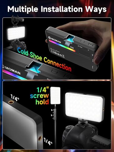 Moman Small LED Camera Light 40W, Full RGB Video Lights with Diffuser, App Control, 2500-9000K, CRI 97+, USB-C Fast Charging, Portable Photography Fill Light for Sony/Canon/Video Recording in Saudi Arabia