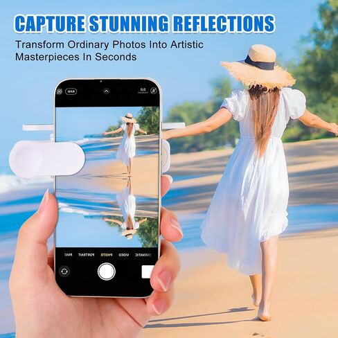 Smartphone Camera Mirror Reflection Clip Kit,Clip Reflection Mirror for Phone Back Camera-Capture Stunning Reflections Instantly,Selfie Mirror Clip Reflection Mirror (White) in Saudi Arabia