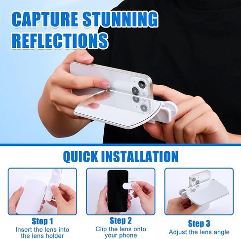 Smartphone Camera Mirror Reflection Clip Kit,Clip Reflection Mirror for Phone Back Camera-Capture Stunning Reflections Instantly,Selfie Mirror Clip Reflection Mirror (White) in Saudi Arabia