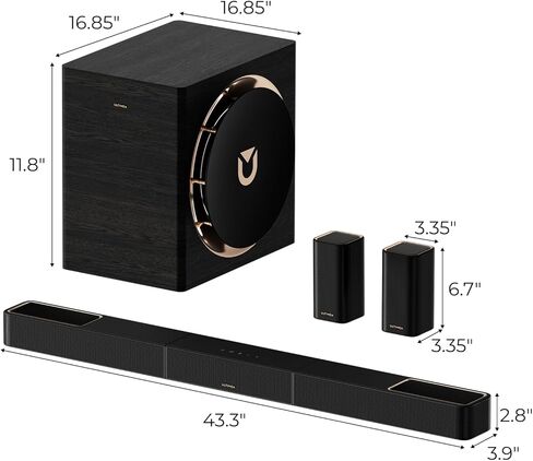 نظام صوت محيطي لاسلكي ULTIMEA Skywave X50 5.1.4ch للتلفزيون، شريط صوت احترافي 760 وات مع Dolby Atmos، 2 مكبرات صوت محيطية لاسلكية ومضخم صوت 8 بوصات، مضخم GaN، تمرير 4K HDR، HDMI eARC in Kuwait