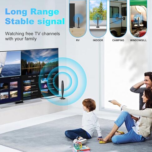 هوائي تلفزيون للتلفزيون الذكي الداخلي، هوائي رقمي للقنوات المحلية، يدعم 4k 1080p مع قاعدة مغناطيسية قوية، استقبال طويل المدى مع معزز إشارة مكبر للصوت للتلفزيونات القديمة/HD in Kuwait