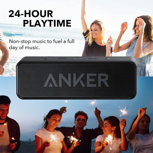 Anker Soundcore Upgraded Bluetooth Speaker with IPX5 Waterproof, Stereo Sound, 24H Playtime, Portable Wireless Speaker for iPhone, Samsung and More (Black) in Kuwait