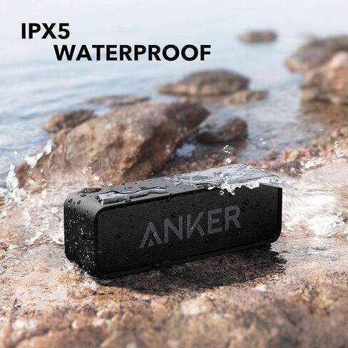 Anker Soundcore Upgraded Bluetooth Speaker with IPX5 Waterproof, Stereo Sound, 24H Playtime, Portable Wireless Speaker for iPhone, Samsung and More (Black) in Kuwait