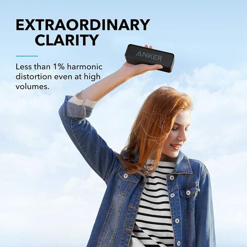 Anker Soundcore Upgraded Bluetooth Speaker with IPX5 Waterproof, Stereo Sound, 24H Playtime, Portable Wireless Speaker for iPhone, Samsung and More (Black) in Kuwait