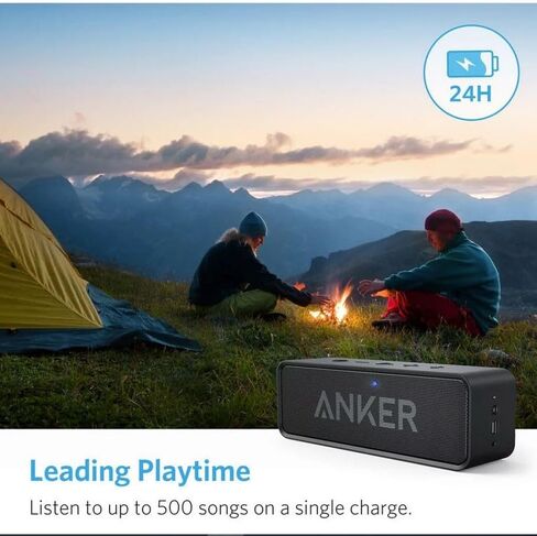 Anker Soundcore Upgraded Bluetooth Speaker with IPX5 Waterproof, Stereo Sound, 24H Playtime, Portable Wireless Speaker for iPhone, Samsung and More (Black) in Kuwait