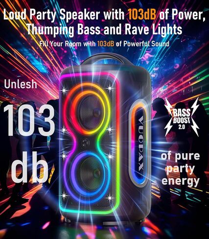 مكبر صوت بلوتوث محمول لاسلكي، مكبرات صوت للحفلات الخارجية بلوتوث مقاومة للماء IPX5، 4 بوصة 180 وات صوت عالٍ قوي مع تعزيز الجهير. وقت تشغيل يصل إلى 12 ساعة، شحن سريع، مصابيح RGB، TWS (برتقالي) in Kuwait