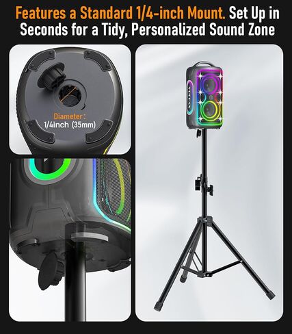 مكبر صوت بلوتوث محمول لاسلكي، مكبرات صوت للحفلات الخارجية بلوتوث مقاومة للماء IPX5، 4 بوصة 180 وات صوت عالٍ قوي مع تعزيز الجهير. وقت تشغيل يصل إلى 12 ساعة، شحن سريع، مصابيح RGB، TWS (برتقالي) in Kuwait