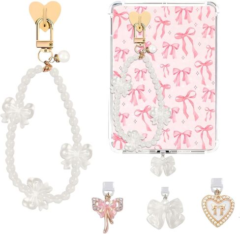 Dust Plug Charm Chains for Kindle - 4Pcs Red Evil Eye Cherry Phone Charms Bracelets with Type-C Dust Plug Kit for kindle Decorating Accessories, Gift for E-Reader Book Lovers in Saudi Arabia