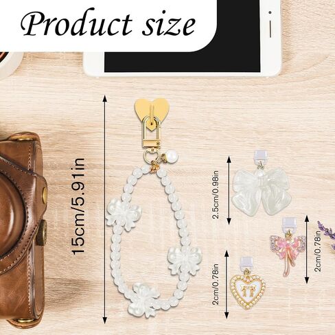 Dust Plug Charm Chains for Kindle - 4Pcs Red Evil Eye Cherry Phone Charms Bracelets with Type-C Dust Plug Kit for kindle Decorating Accessories, Gift for E-Reader Book Lovers in Saudi Arabia