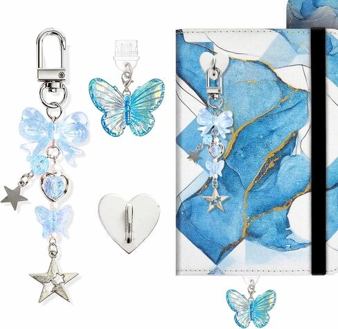 Butterfly Charm Set for Kindle,Cute Type-C Dust Plug for Kindle Paperwhite 11th/12th Gen, Sparkling Bow Star Keychain with Heart Sticker, Fairycore Accessories for Kindle Readers (Purple) in Saudi Arabia