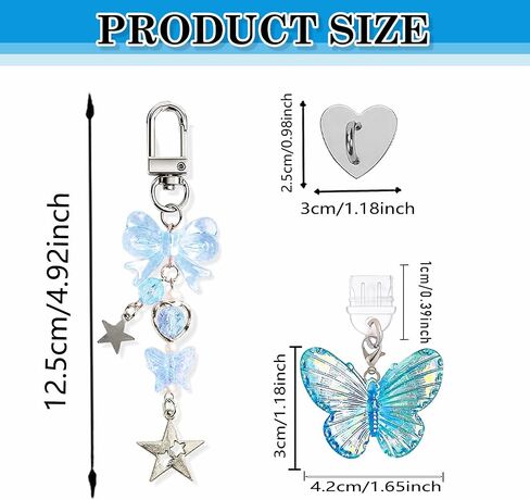 Butterfly Charm Set for Kindle,Cute Type-C Dust Plug for Kindle Paperwhite 11th/12th Gen, Sparkling Bow Star Keychain with Heart Sticker, Fairycore Accessories for Kindle Readers (Purple) in Saudi Arabia