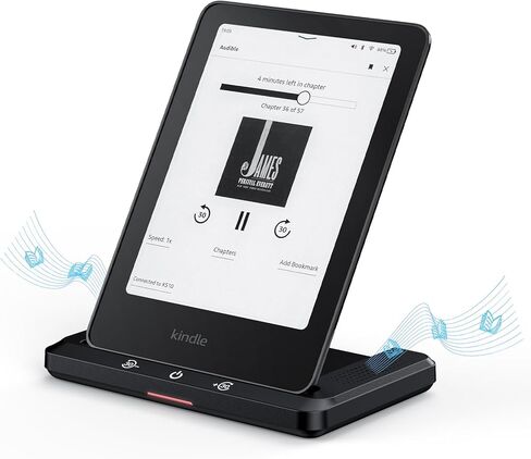 Wireless Charging Dock with Speaker for Audiobook, Wireless Charger Compatible with Kindle Paperwhite Signature Editions (2022 & 2024 Releases) and Kindle Colorsoft Signature Edition, iPhone, Samsung in Saudi Arabia
