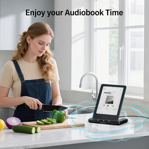 Wireless Charging Dock with Speaker for Audiobook, Wireless Charger Compatible with Kindle Paperwhite Signature Editions (2022 & 2024 Releases) and Kindle Colorsoft Signature Edition, iPhone, Samsung in Saudi Arabia