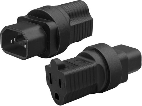 2 قطعة IEC320 C14 إلى 5-15R قابس مهايئ الطاقة، موصل تأريض قياسي أمريكي ثلاثي الشق، 125 فولت 15 أمبير، للكمبيوتر والخادم والإلكترونيات in Kuwait