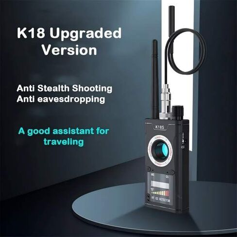 Hidden Camera Detector, Anti Spy RF Signal Detector & GPS Tracker Finder, Portable Bug Detector Device for GPS Locator/AirTag, Wireless Listening Device Scanner for Travel, Hotel, Car, Home Black in Saudi Arabia