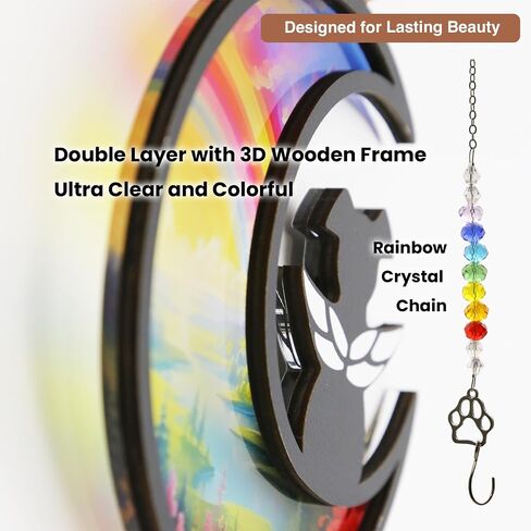 Dog Memorial Suncatcher ، مجموعة هدية مخصصة لخسارة الحيوانات الأليفة مع بطاقة تعاطف واحدة لبطاقة ذكرى الكلاب ، سوار واحد لتوفير الحزن ، ملاك معلق ، حزمة جاهزة للهدية (Rainbow River) in Kuwait