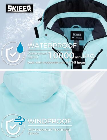 Skieer Women's Ski Jacket Waterproof jacket Warm Winter Coat Hooded Snowboarding Raincoats in Saudi Arabia