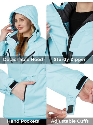Skieer Women's Ski Jacket Waterproof jacket Warm Winter Coat Hooded Snowboarding Raincoats in Saudi Arabia